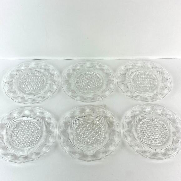 US Glass Company Manhattan Clear Bread & Butter Plates Set of 6 - Picture 1 of 5